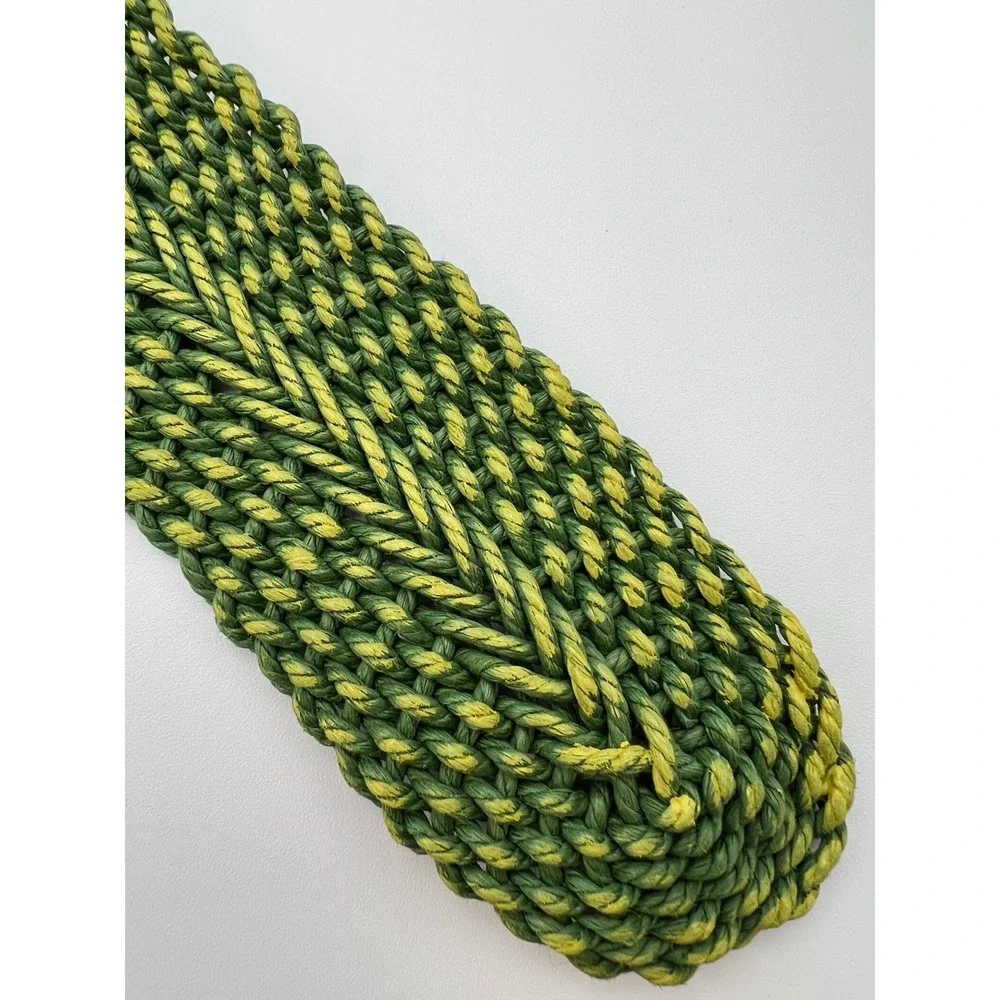 COLDWATER CREEK Macrame Woven Belt Women S/M Green Braided Cotton Round Buckle